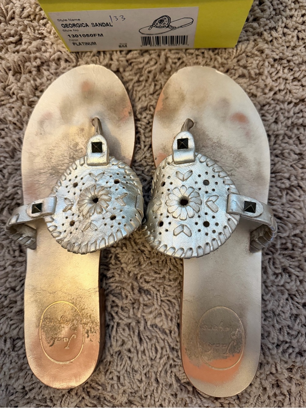 Jack Rogers Georgica Platinum Sandal - sz 8